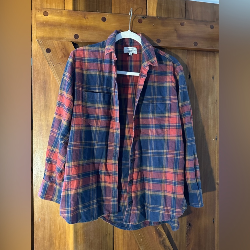 Madewell plaid, women’s oversized button down, Small